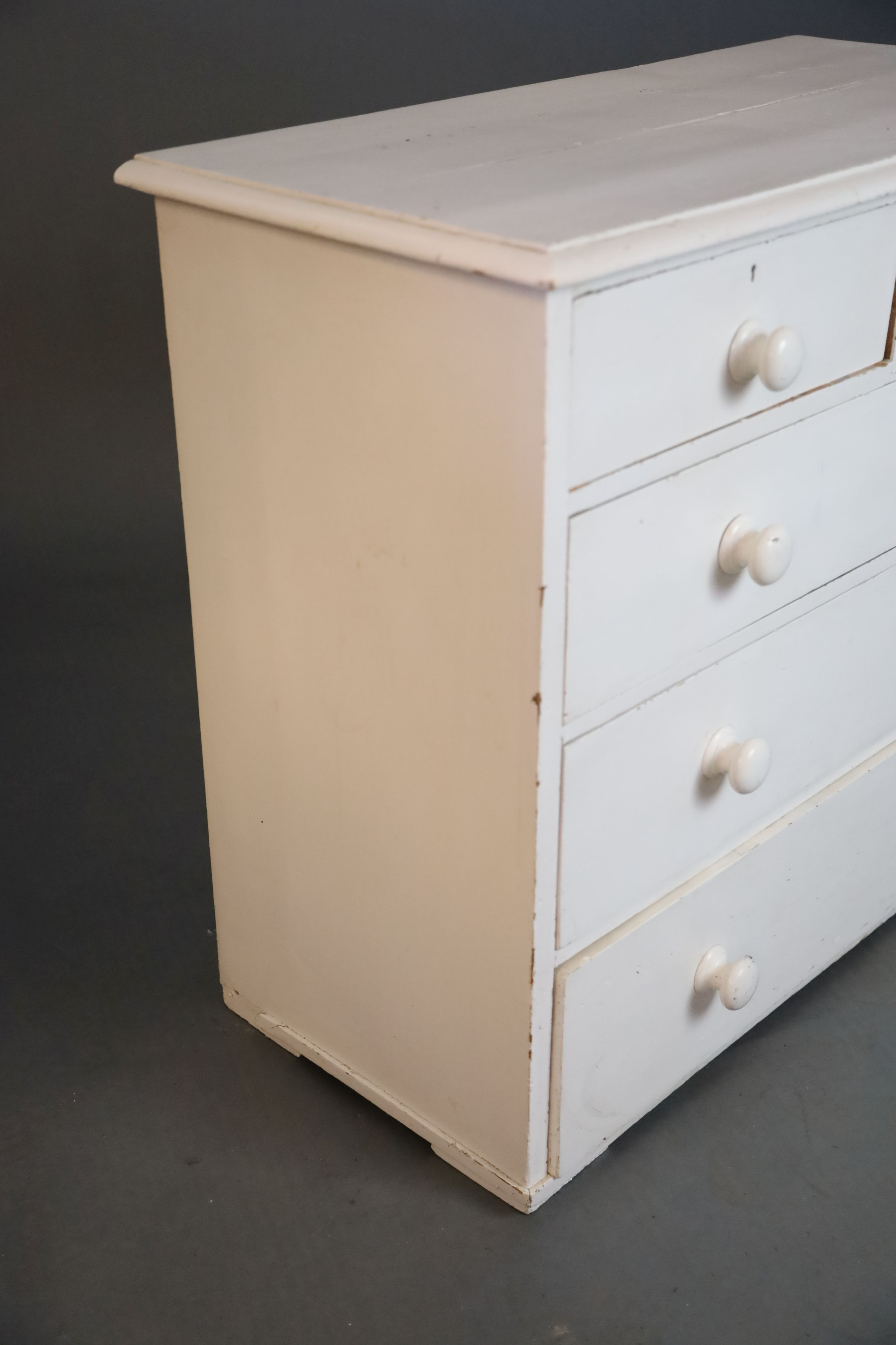A Victorian white painted pine chest, W.96.5cm D.46cm H.84cm